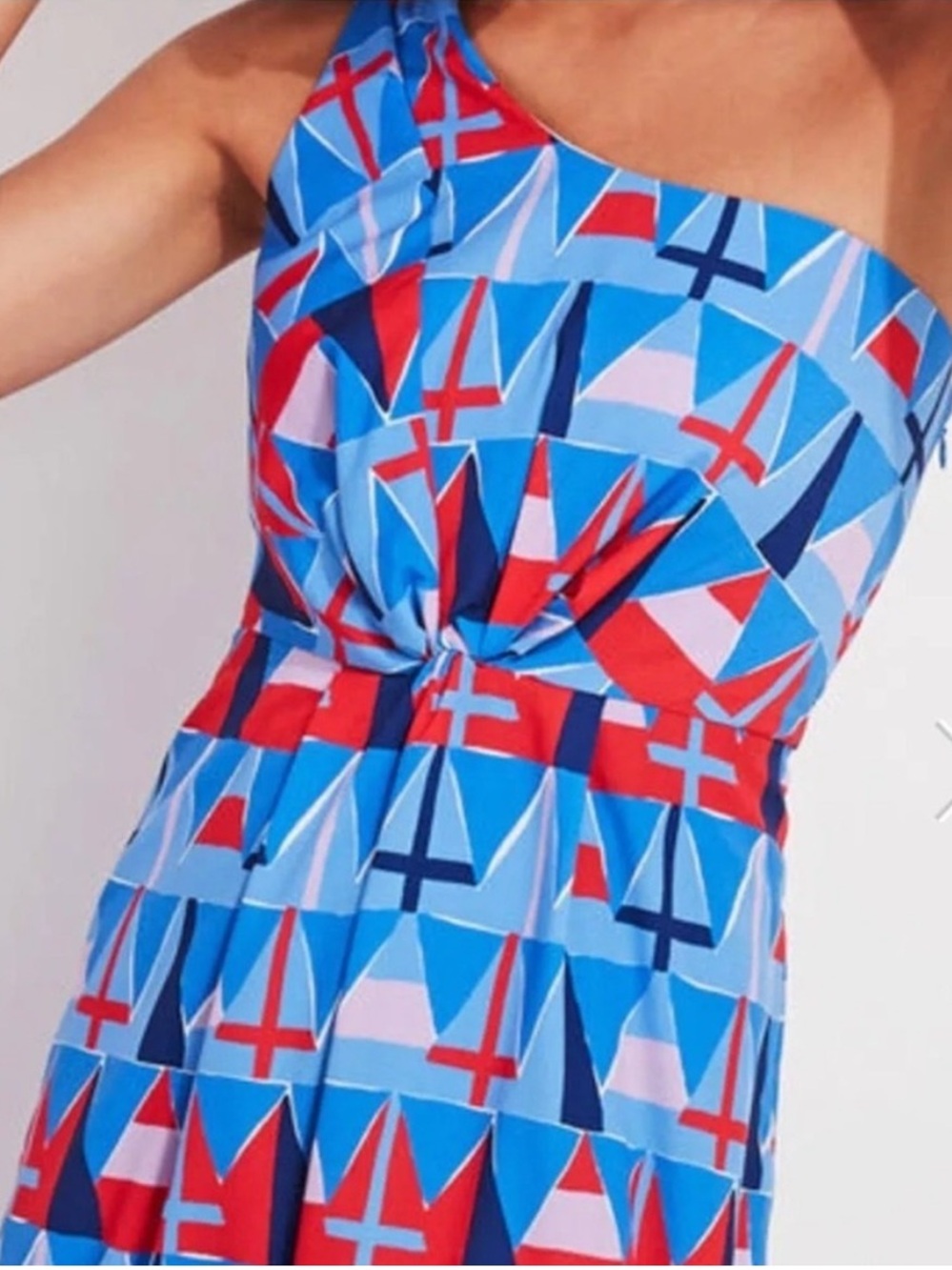 NWT Vineyard Vines One Shoulder Maxi dress in nautical print Sz 6 - Picture 2 of 11
